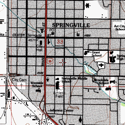 Topographic Map of Springville Community Presbyterian Church, UT