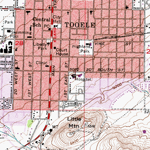 Topographic Map of Tooele Valley Hospital Chapel, UT