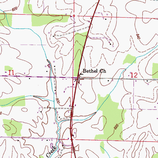 Topographic Map of Bethel (historical), AL