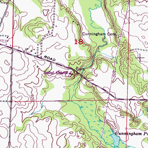 Topographic Map of Bethel Lauderdale Missionary Baptist Church, AL