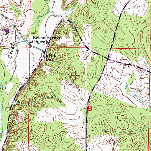 Topographic Map of Bethel Grove School (historical), AL