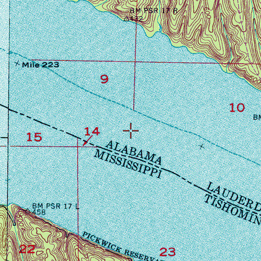 Topographic Map of Big Bear Shoals (historical), AL