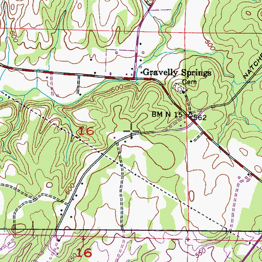 Topographic Map of Bluff Creek Hill, AL