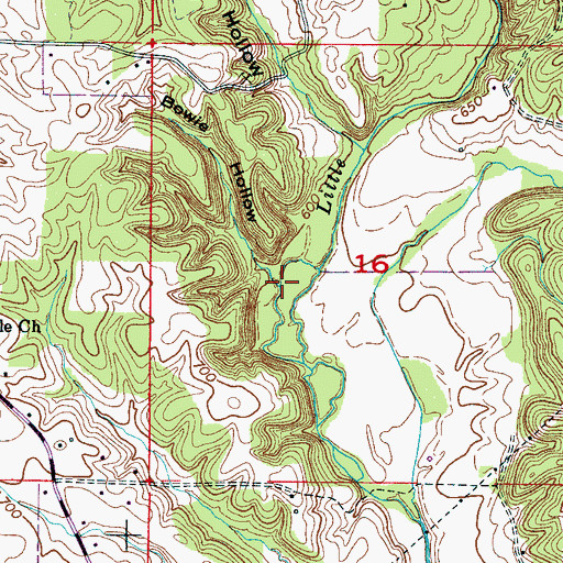 Topographic Map of Bowie Branch, AL
