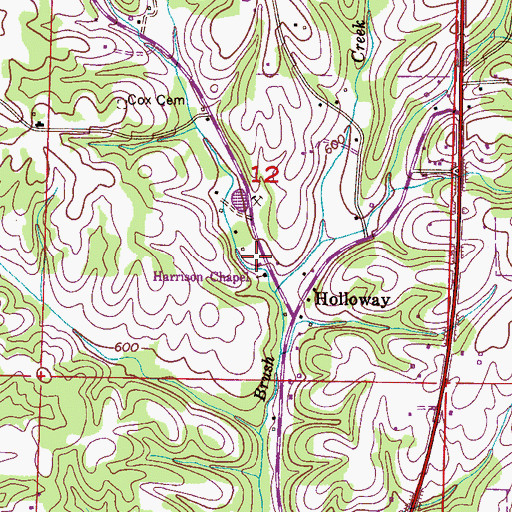 Topographic Map of Brush Creek School (historical), AL