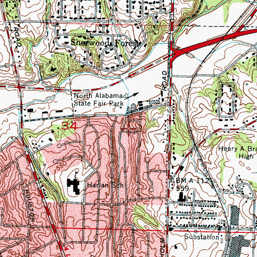 Topographic Map of Buckingham, AL
