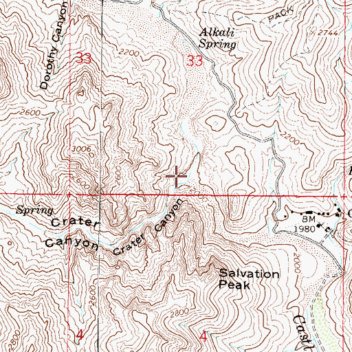 Topographic Map of Bitter Creek, AZ