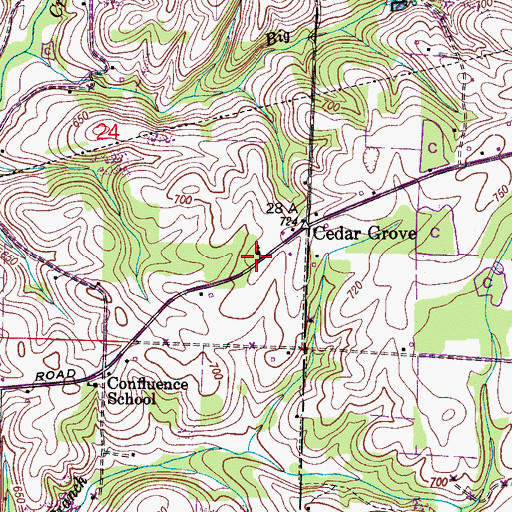 Topographic Map of Cedar Grove Church of Christ, AL