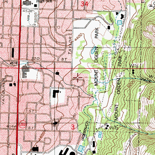Topographic Map of Mount Ogden Park Estates, UT