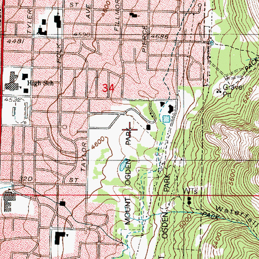 Topographic Map of Mount Ogden Park, UT