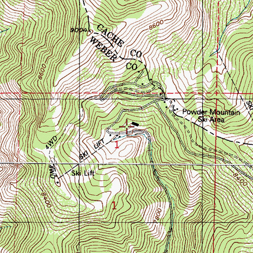 Topographic Map of Sundown Condominiums at Powder Mountain, UT