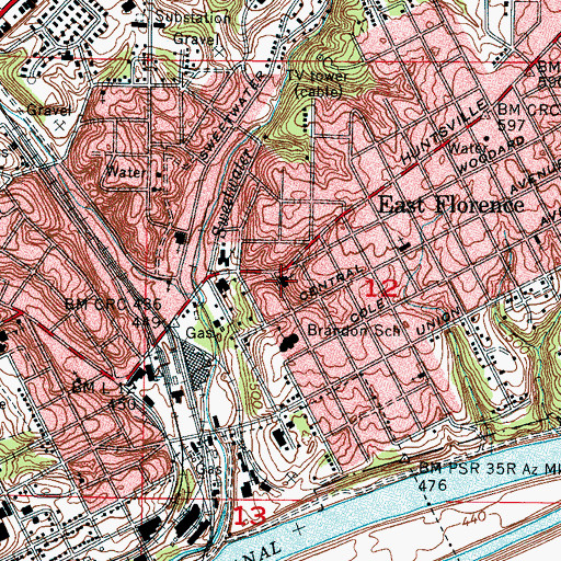 Topographic Map of Church of Christ, AL