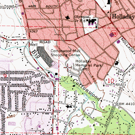 Topographic Map of Holladay Memorial Park Cemetery, UT