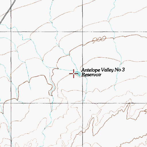 Topographic Map of Antelope Valley Number Three Reservoir, UT
