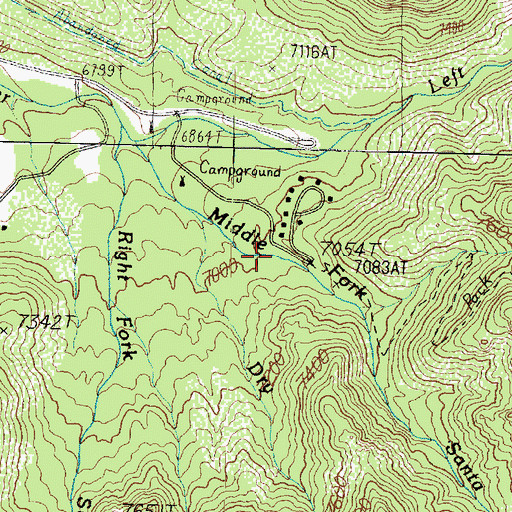 Topographic Map of Blue Springs Campground, UT