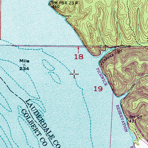Topographic Map of Colbert Island (historical), AL