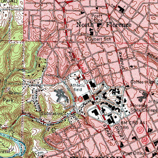 Topographic Map of College View Church of Christ, AL