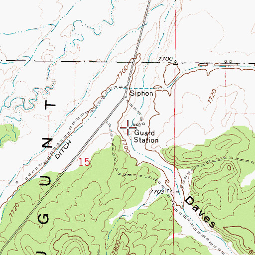 Topographic Map of Daves Hollow Forest Service Station, UT