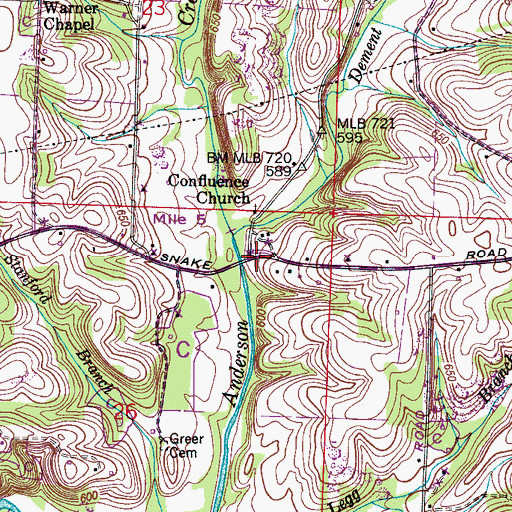 Topographic Map of Confluence, AL