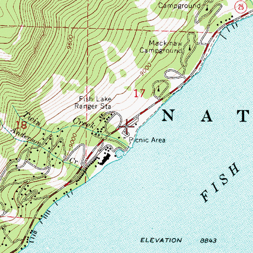 Topographic Map of Fish Lake Visitor Center, UT