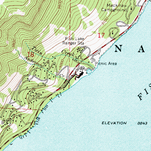 Topographic Map of Fishlake Resort, UT