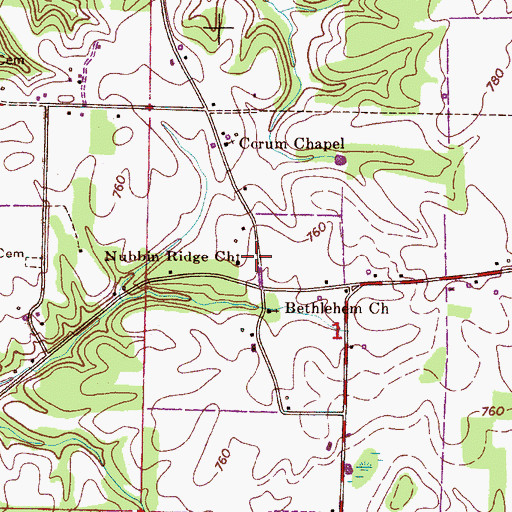 Topographic Map of Corum (historical), AL