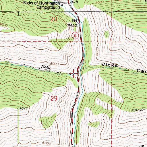 Topographic Map of Horse Creek, UT