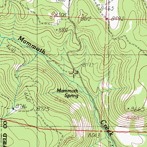 Topographic Map of Mammoth Springs Campground, UT
