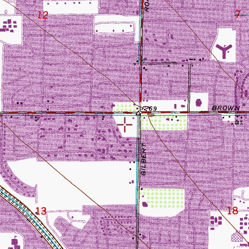 Topographic Map of Gilbert Plaza Shopping Center, AZ