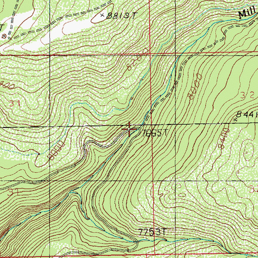 Topographic Map of Mill Creek Bridge, UT