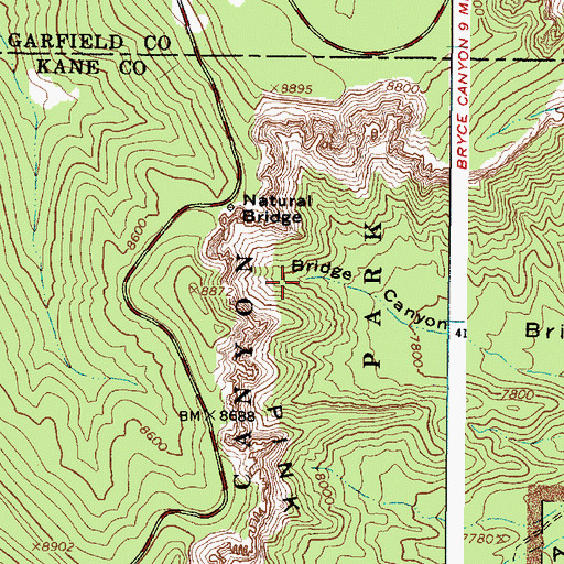 Topographic Map of Natural Bridge Overlook, UT