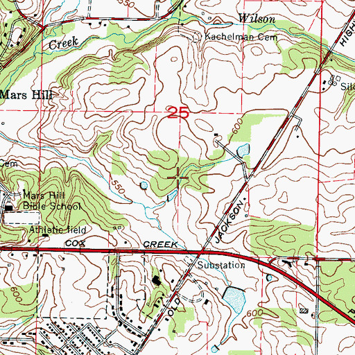 Topographic Map of Creekwood, AL