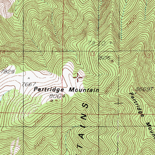 Topographic Map of Partridge Mountain Research Natural Area, UT