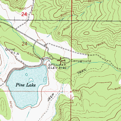 Topographic Map of Pine Lake Campground, UT