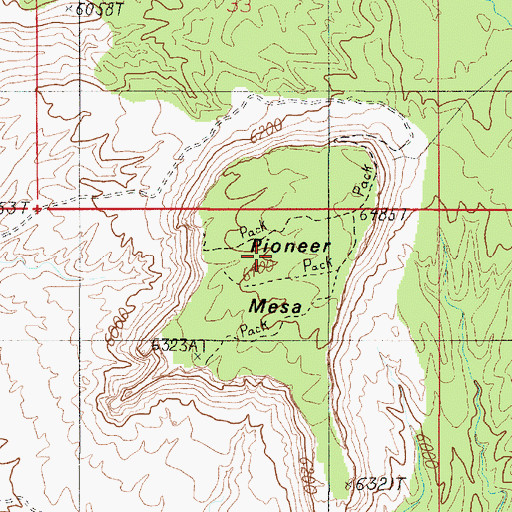 Topographic Map of Pioneer Mesa, UT