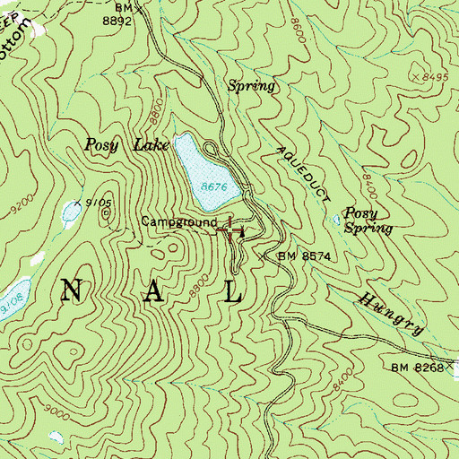 Topographic Map of Posy Lake Campground, UT