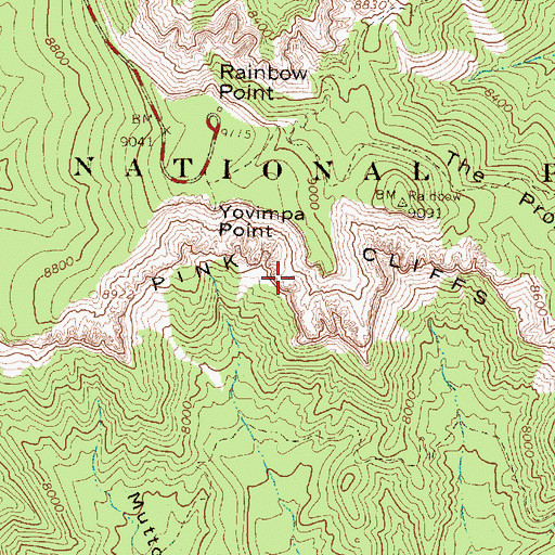 Topographic Map of Rainbow Point Overlook, UT