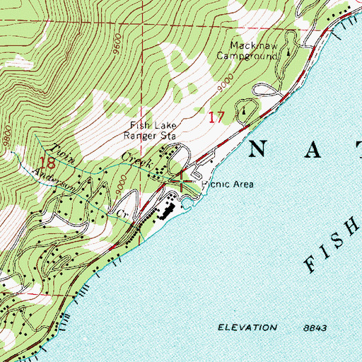 Topographic Map of Twin Creek Picnic Area, UT