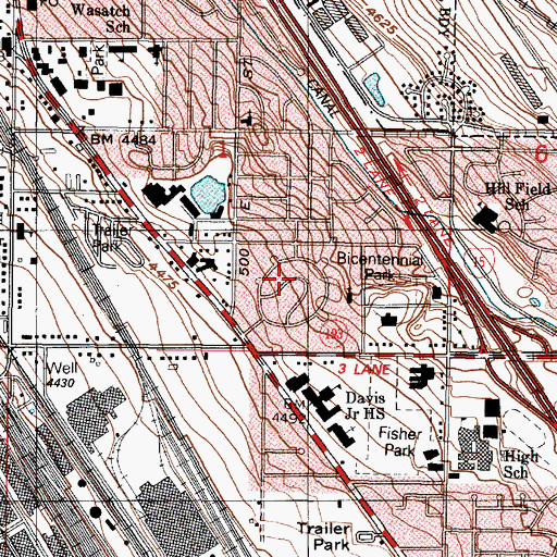 Topographic Map of Layton Park, UT