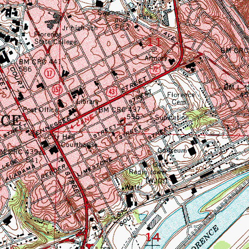 Topographic Map of East Alabama Street Church of Christ (historical), AL