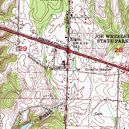 Topographic Map of Elgin Cross Roads Elementary School, AL