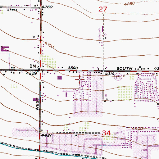 Topographic Map of Bello Park, UT