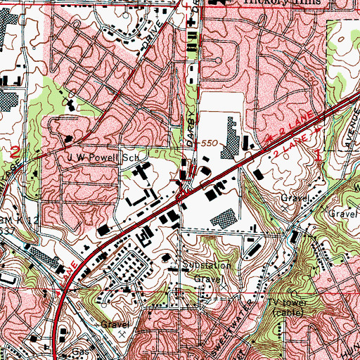 Topographic Map of English Village Shopping Center, AL