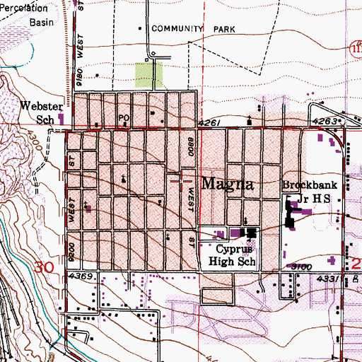 Topographic Map of Browns Townsite, UT