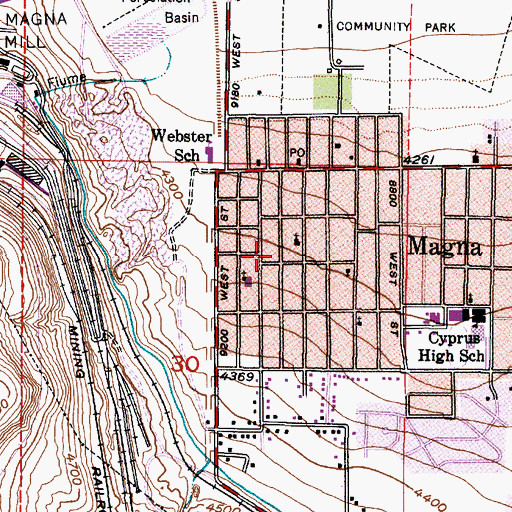 Topographic Map of Chambers Park, UT