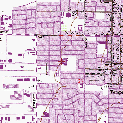 Topographic Map of Clyde Gilland Middle School, AZ