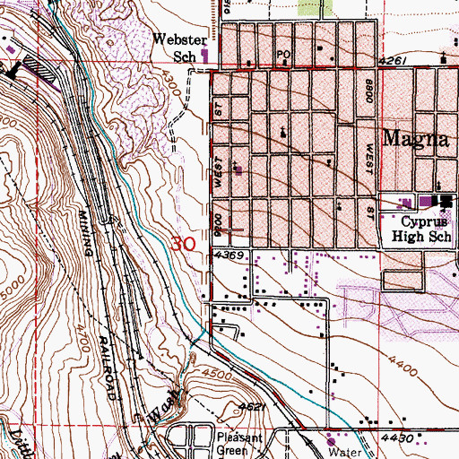 Topographic Map of Magna Manors, UT