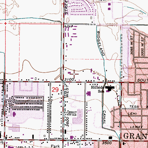 Topographic Map of Delmar Downs, UT