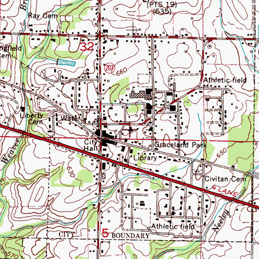 Topographic Map of First Baptist Church, AL
