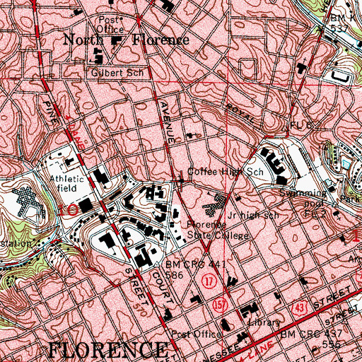 Topographic Map of First Christian Church, AL